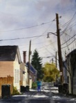 cityscape,  landscape, columbus, ohio, german village, alley, schmidts, road, oberst, watercolor, painting